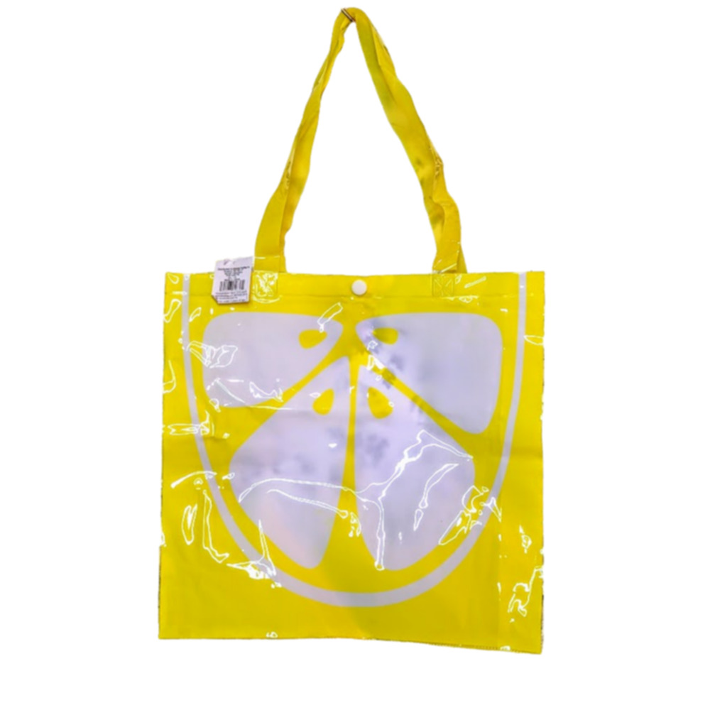 NWT Large Vinyl Transparent Yellow Lemon Fruit Tote Bag Spring Summer Fruitcore